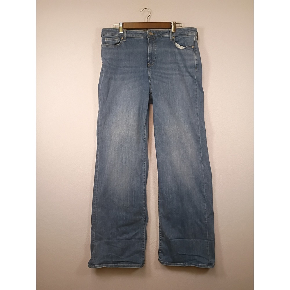 Classic NYDJ Women 16 Blue Teresa Wide Leg Lift Tuck Technology High Rise Jeans